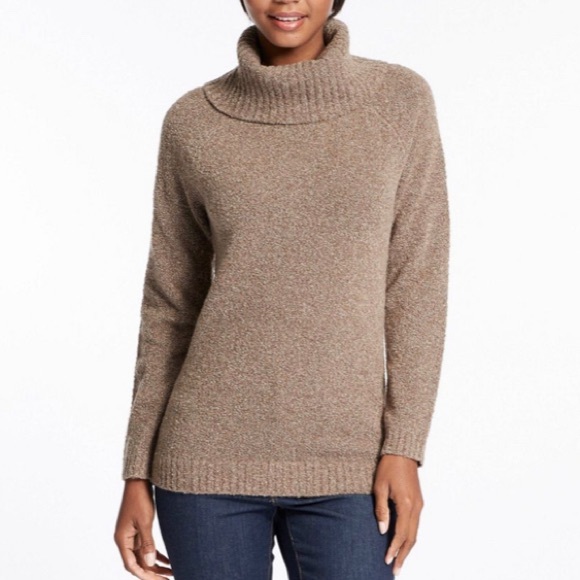 Ll Bean Cozy Boucle Cowl Neck Sweater 